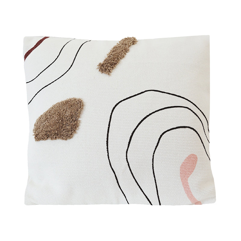 Textured Abstract Line Tufted Cushion – Modern Square Throw Pillow