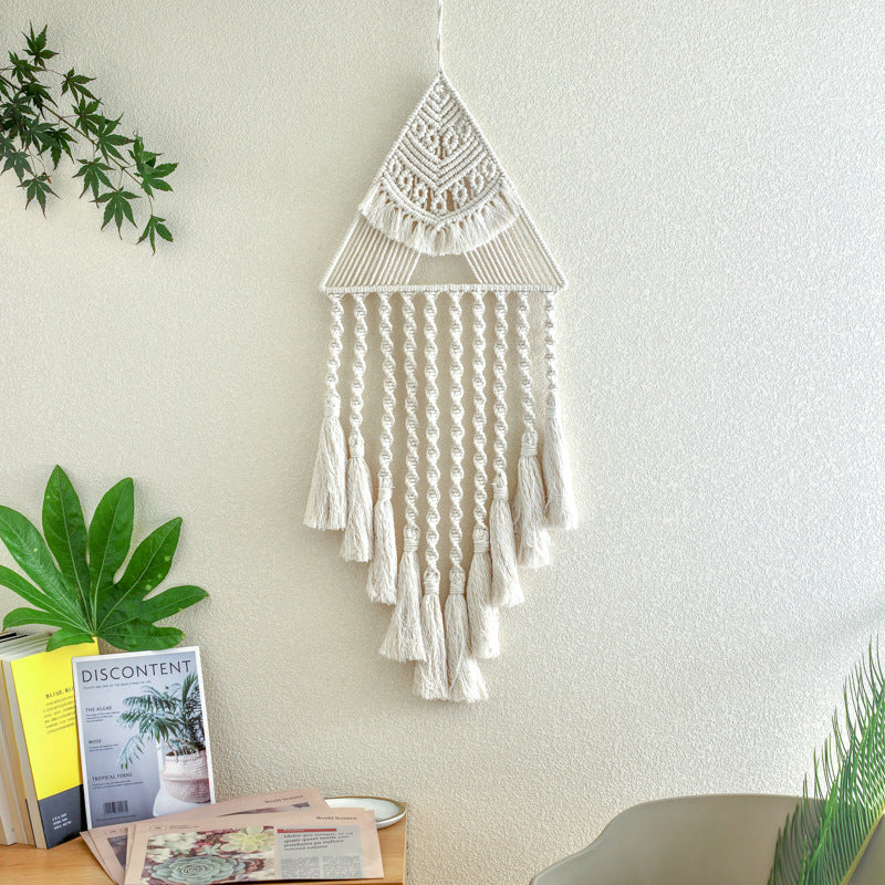 Handwoven Triangle Dream Catcher Pendant – Boho Home Décor Wall Hanging
