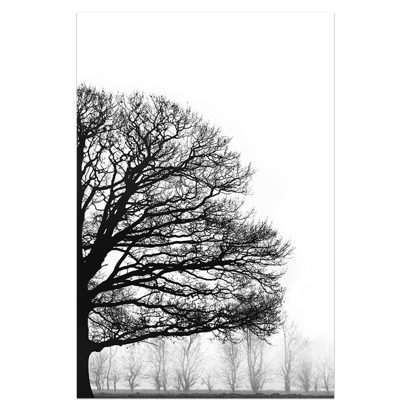 Modern Monochrome Forest Canvas Print – Minimalist Living Room Décor