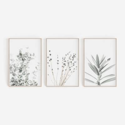 Modern Nordic Plant Wall Art – Elegant Botanical Canvas