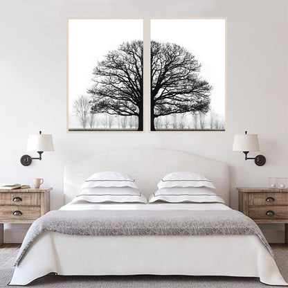 Modern Monochrome Forest Canvas Print – Minimalist Living Room Décor
