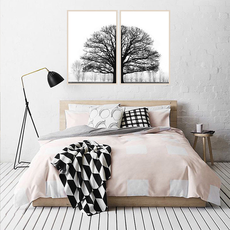 Modern Monochrome Forest Canvas Print – Minimalist Living Room Décor