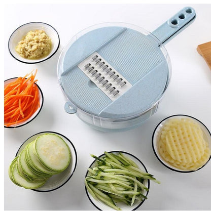 All-in-One 8-in-1 Vegetable Chopper & Mandoline Slicer with Built-in Strainer