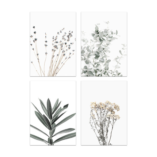 Modern Nordic Plant Wall Art – Elegant Botanical Canvas