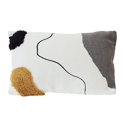 Textured Abstract Line Tufted Cushion – Modern Square Throw Pillow