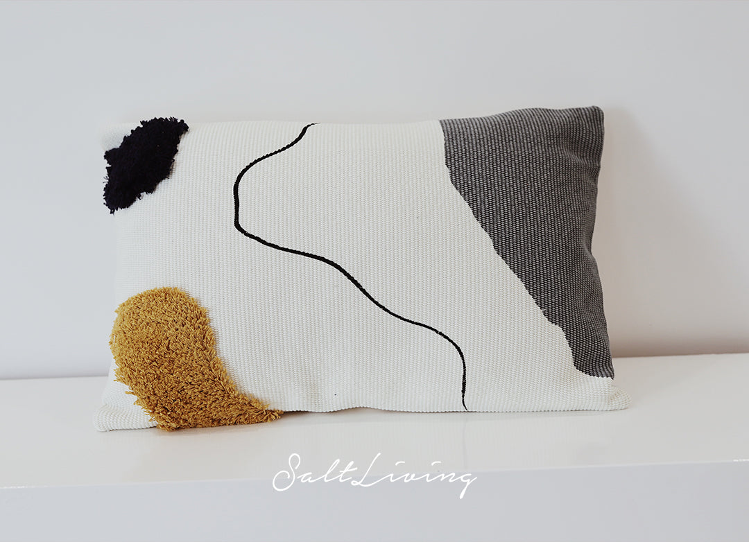 Textured Abstract Line Tufted Cushion – Modern Square Throw Pillow