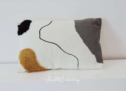 Textured Abstract Line Tufted Cushion – Modern Square Throw Pillow