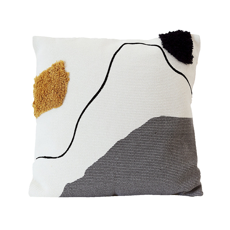Textured Abstract Line Tufted Cushion – Modern Square Throw Pillow