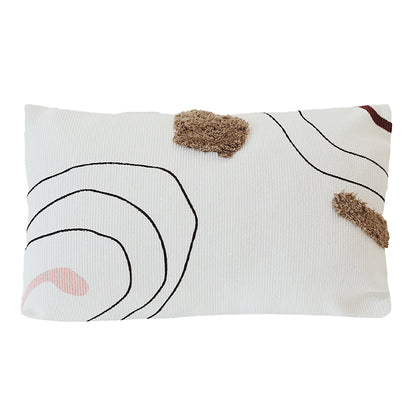 Textured Abstract Line Tufted Cushion – Modern Square Throw Pillow