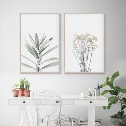 Modern Nordic Plant Wall Art – Elegant Botanical Canvas