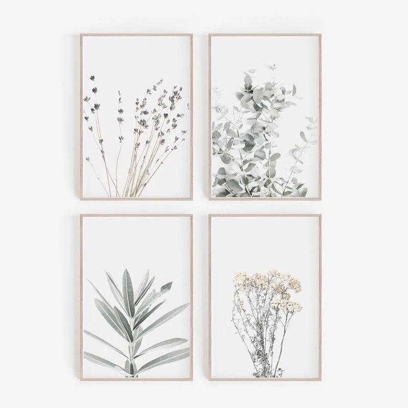 Modern Nordic Plant Wall Art – Elegant Botanical Canvas