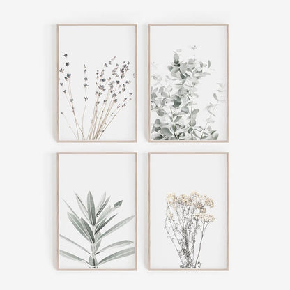 Modern Nordic Plant Wall Art – Elegant Botanical Canvas
