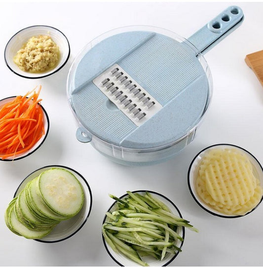 All-in-One 8-in-1 Vegetable Chopper & Mandoline Slicer with Built-in Strainer