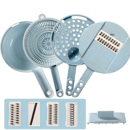 All-in-One 8-in-1 Vegetable Chopper & Mandoline Slicer with Built-in Strainer
