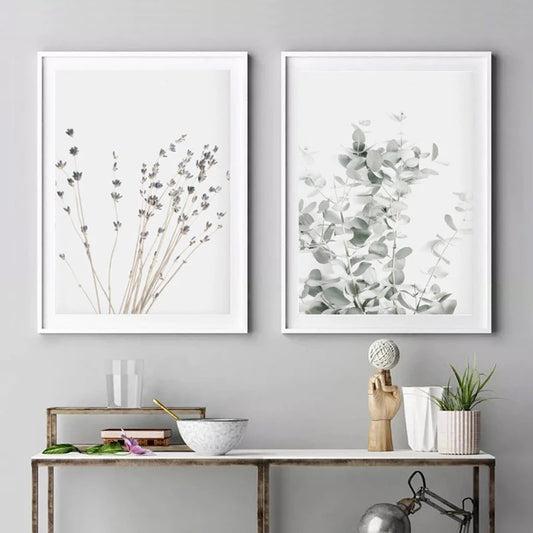 Modern Nordic Plant Wall Art – Elegant Botanical Canvas