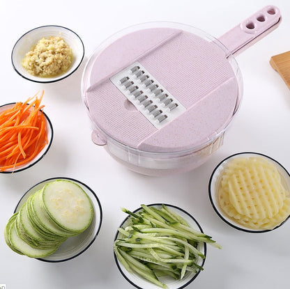 All-in-One 8-in-1 Vegetable Chopper & Mandoline Slicer with Built-in Strainer