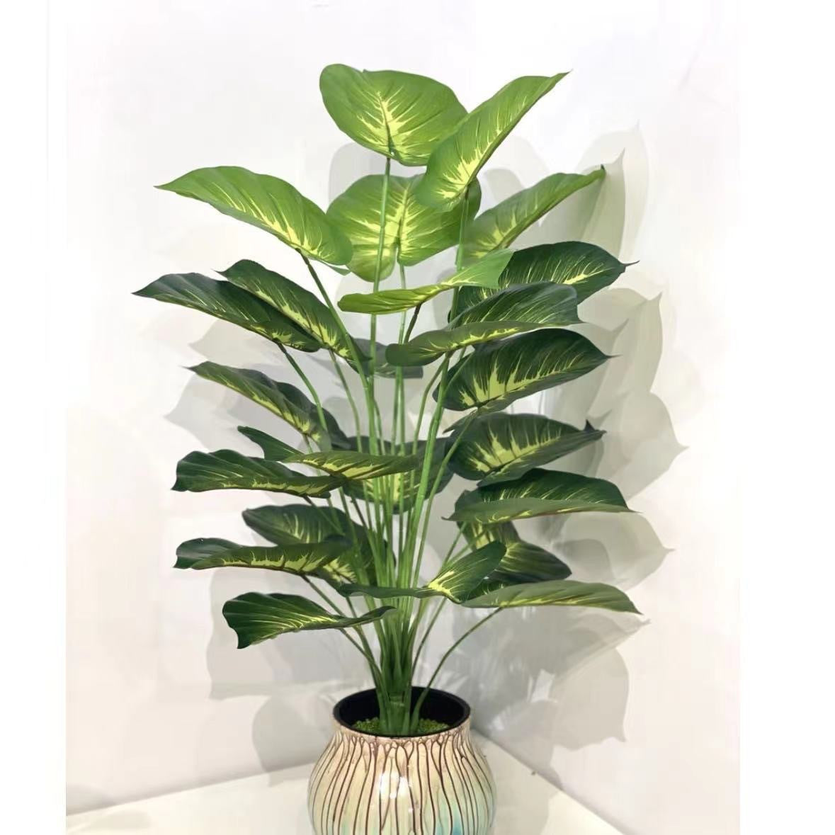 Simulation Green Plant Wall Decoration – Turtle Leaf Round Beam Design