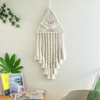 Handwoven Triangle Dream Catcher Pendant – Boho Home Décor Wall Hanging