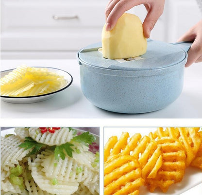 All-in-One 8-in-1 Vegetable Chopper & Mandoline Slicer with Built-in Strainer