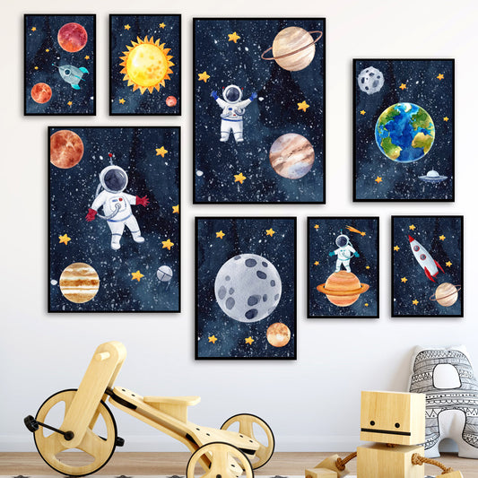 Cosmic Dream Astronaut Canvas Wall Art – Modern Space Decor