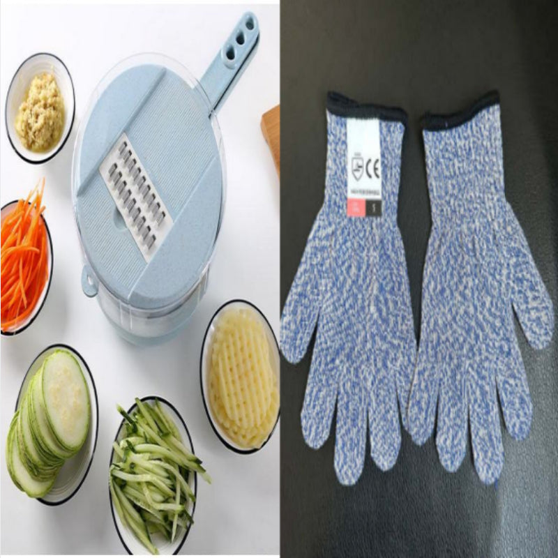 All-in-One 8-in-1 Vegetable Chopper & Mandoline Slicer with Built-in Strainer