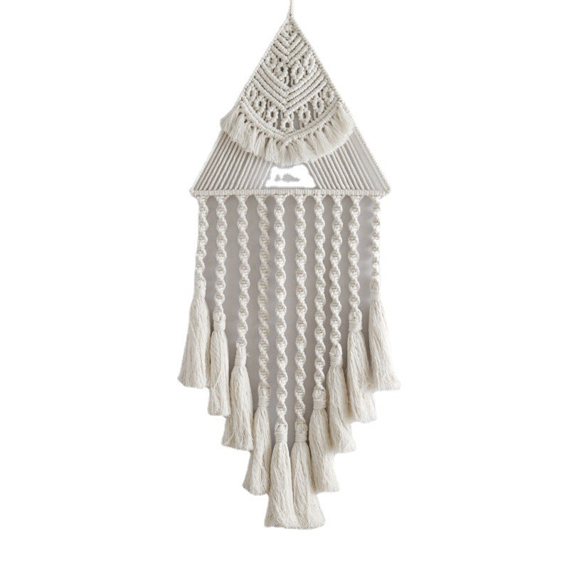 Handwoven Triangle Dream Catcher Pendant – Boho Home Décor Wall Hanging
