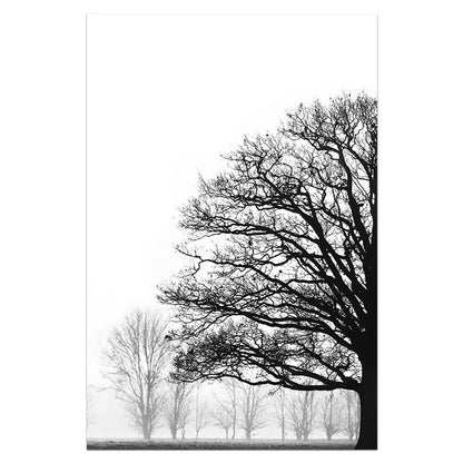 Modern Monochrome Forest Canvas Print – Minimalist Living Room Décor