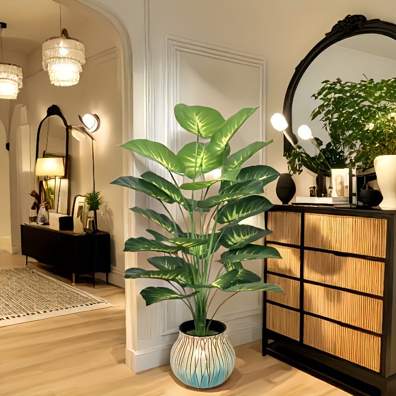 Simulation Green Plant Wall Decoration – Turtle Leaf Round Beam Design