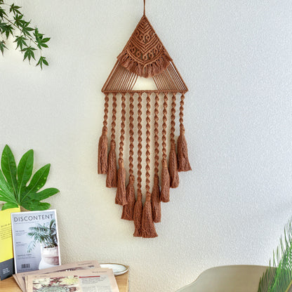 Handwoven Triangle Dream Catcher Pendant – Boho Home Décor Wall Hanging
