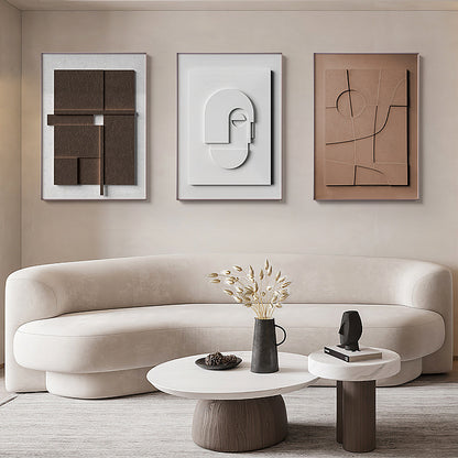 3D Geometric Morandi Abstract Canvas Wall Art – Minimalist Silent Elegance