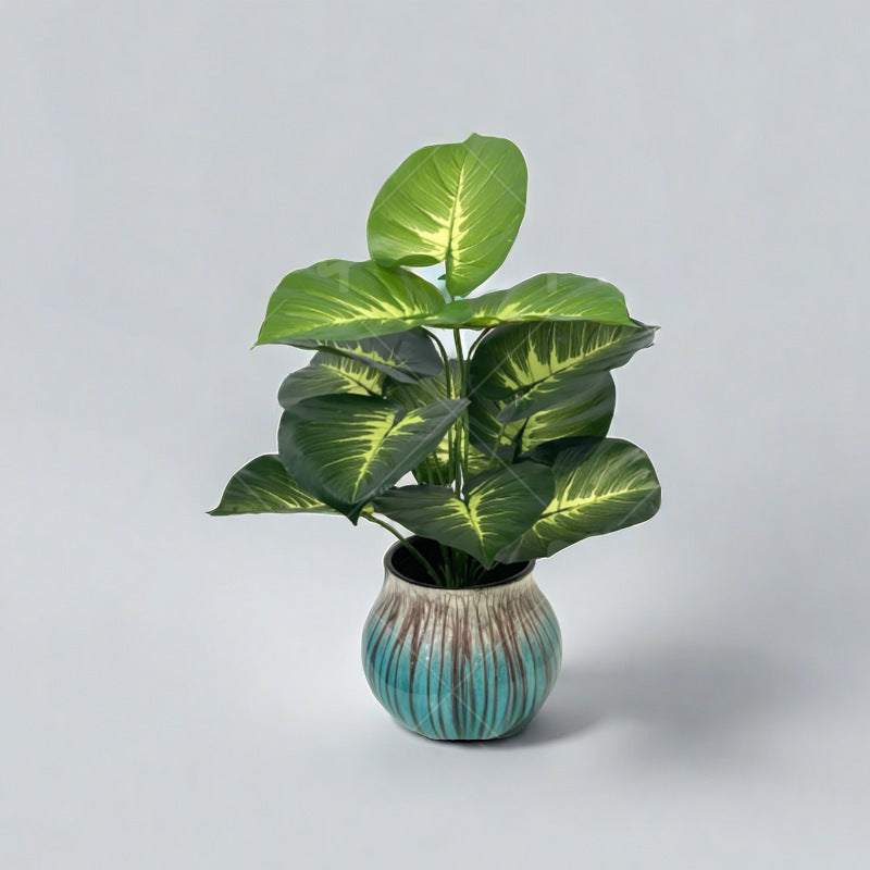 Simulation Green Plant Wall Decoration – Turtle Leaf Round Beam Design